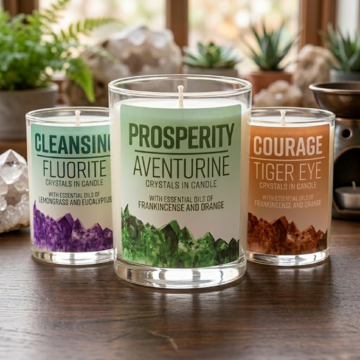 10 Oz Crystal Energy Candles with Essential Oils
