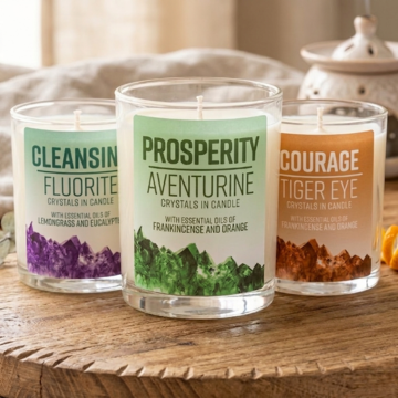10 Oz Crystal Energy Candles with Essential Oils