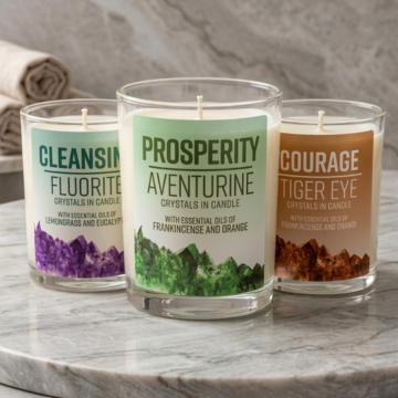 10 Oz Crystal Energy Candles with Essential Oils